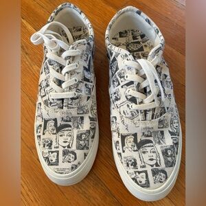 Reformation Black and White comic themed Canvas Sneakers
